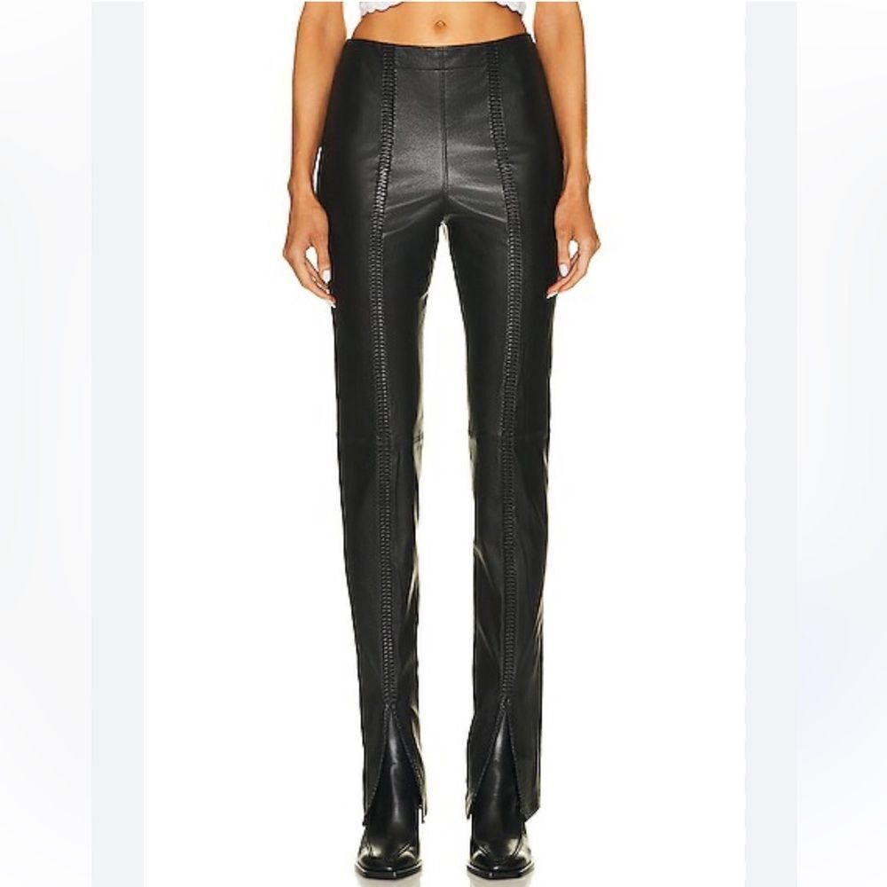 New RTA Kaimi Pant Leather Black Straight Leg Size 26 Revolve